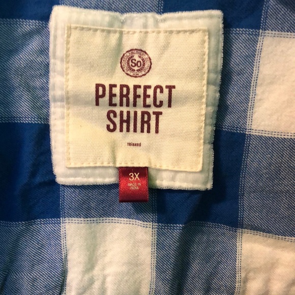 Blue and whit plaid button down - Picture 3 of 4